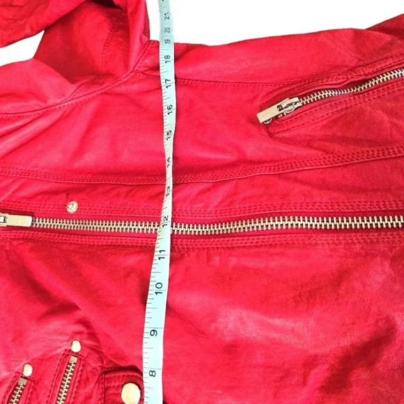 Black river red leather zipper biker motorcycle jacket size M women's - Picture 4 of 13